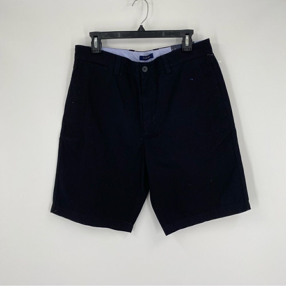 Club Room Men’s D 558 Flat Front 9.5” Inseam Black Chino Shorts 32W